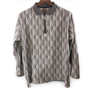 Vintage Guess Men's Gray Quarter-Zip Lightweight Sweater Size Large